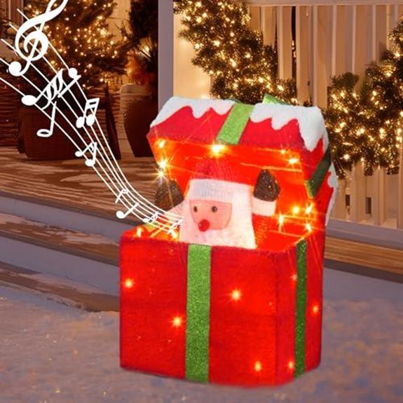7 Best Christmas Outdoor Decorations for 2026 6 animated santa in lighted gift box