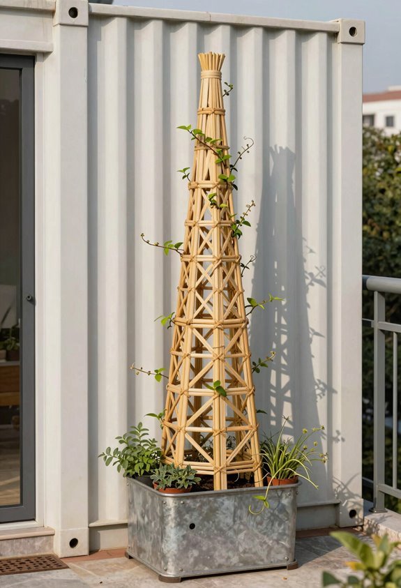 bamboo obelisk for climbers