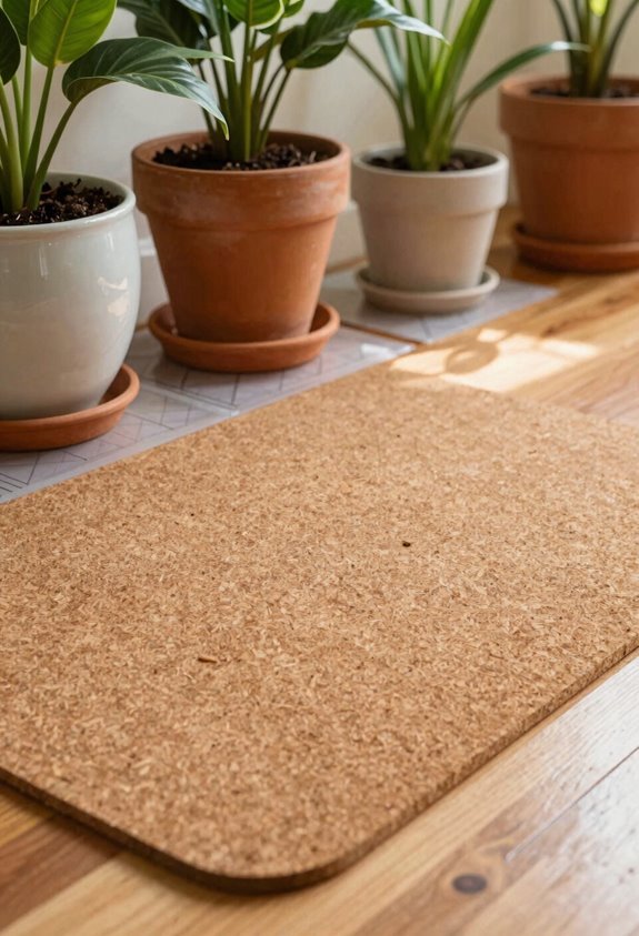 3 Best Things to Put Under Indoor Plant Pots 1 cork mats with moisture barriers