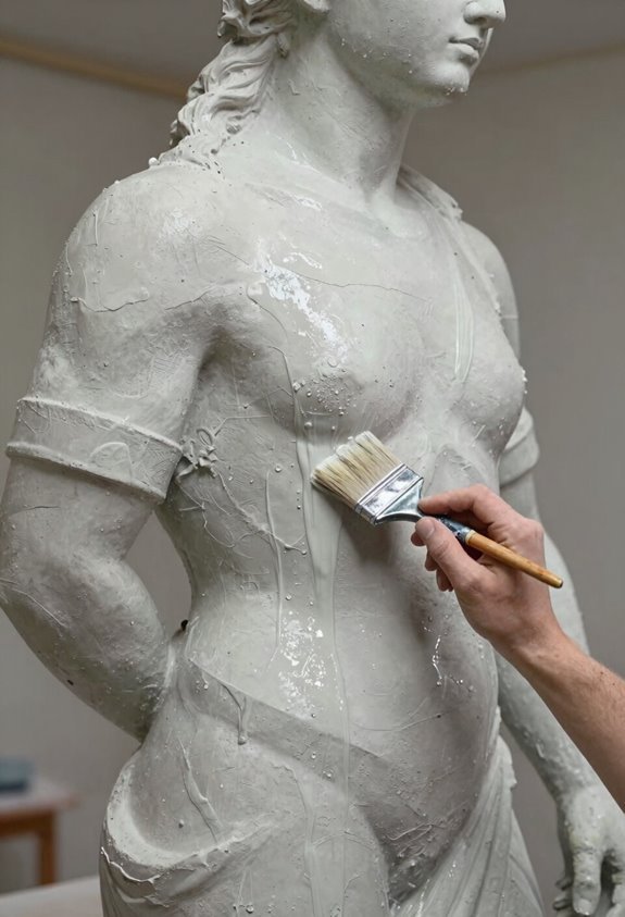 How to Paint Concrete Statues in 10 Steps for a Perfect Finish 4 dampened base coat drys evenly