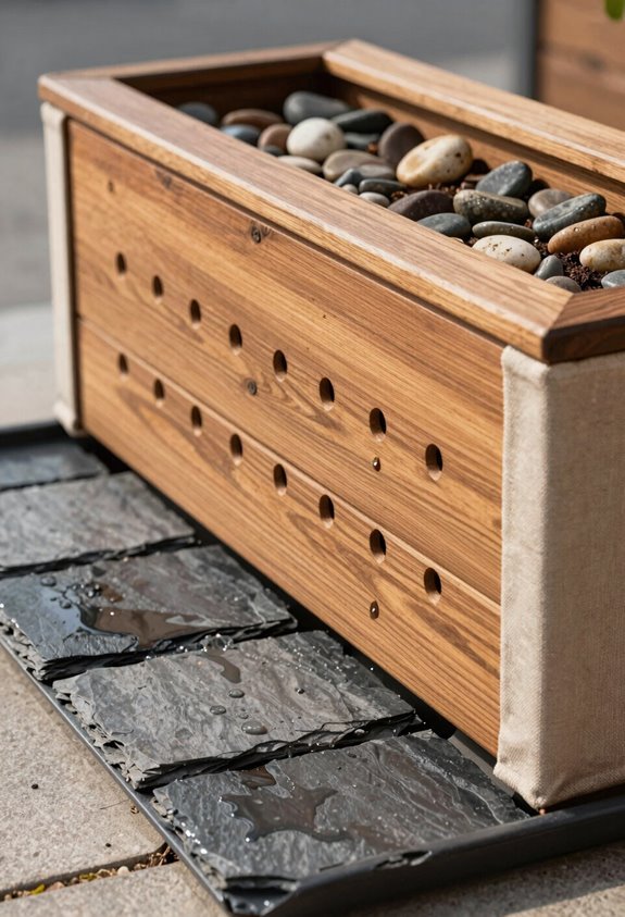 drainage holes gravel layer breathable liner