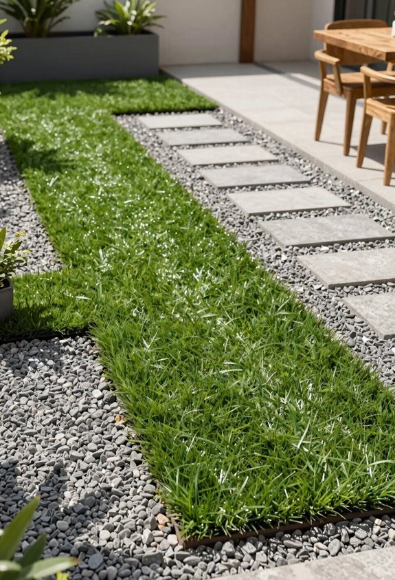 faux grass over gravel base