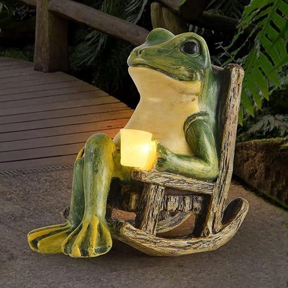 foxmis solar frog statue