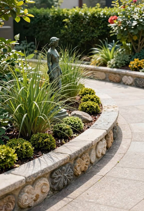 10 Front Yard Statue Ideas to Transform Your Curb Appeal 4 framing sculptures with plant borders