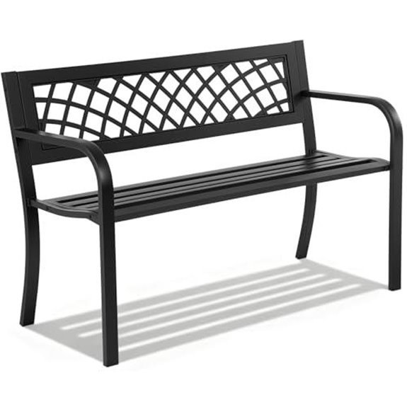 garden bench with iron frame