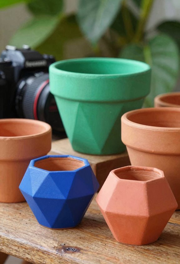 7 Creative Ideas for Painting Flower Pots 1 geometric pots tape paint peel
