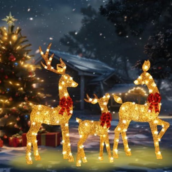 5 Best Christmas Yard Decorations for 2026 1 gold lighted christmas deer set 3 piece