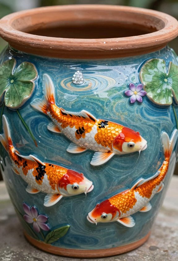 7 Creative Ideas for Painting Flower Pots 5 koi pond pot painting
