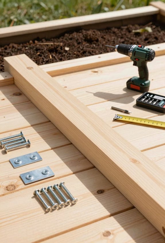 10 Steps to Build Raised Flower Beds Yourself 4 lumber screws braces layout