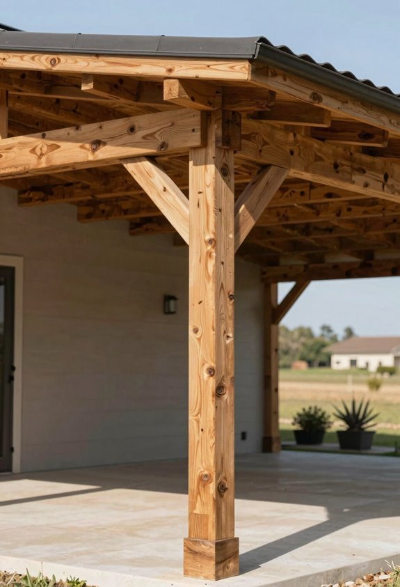 How to Build Your Own Covered Patio in 3 Steps 2 mount 6x6 posts brace attachments