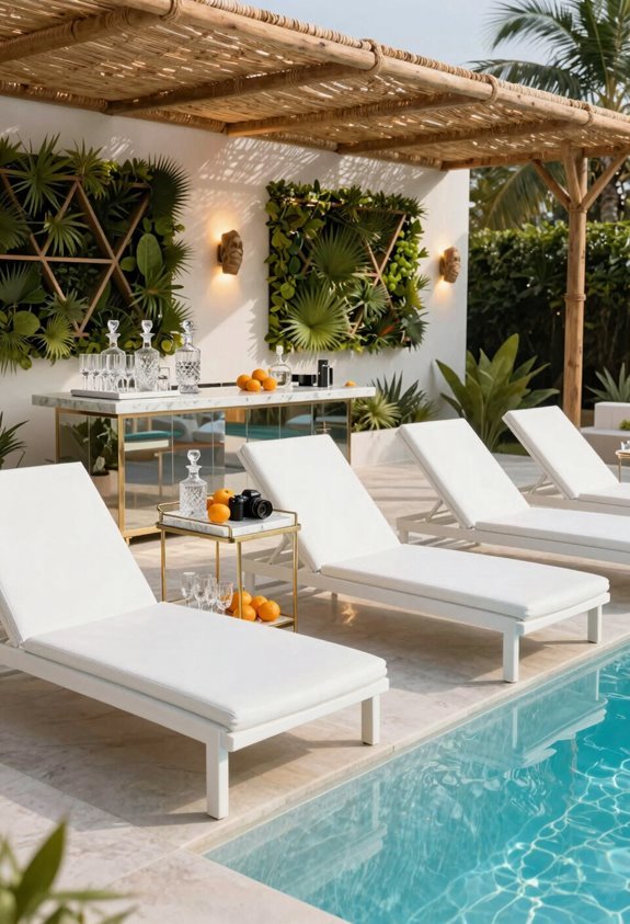 5 Pool Patio Decor Ideas for Instant Backyard Luxury 3 outdoor bar cart poolside organization