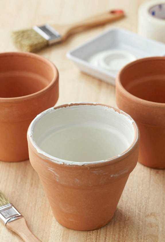 DIY Painted Flower Pots Simple Guide 3 outline white exterior base coats