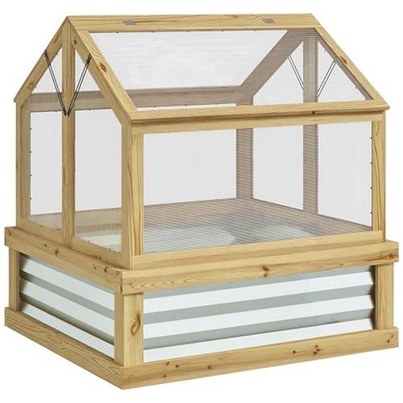 outsunny wooden raised bed greenhouse