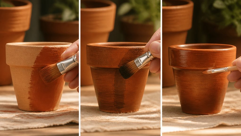 paint terracotta pots in 3 steps