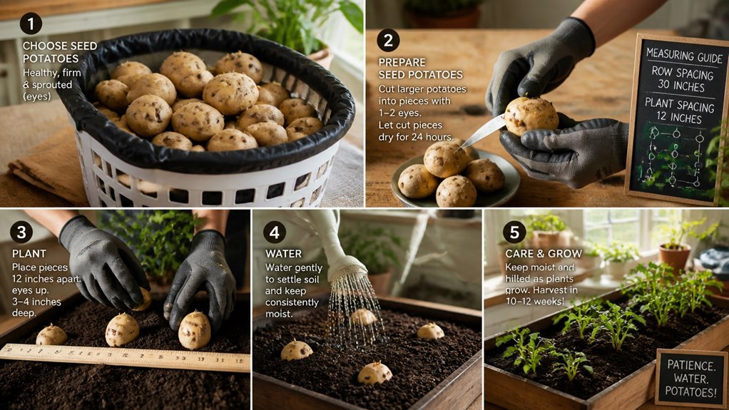 potatoes planted in laundry basket