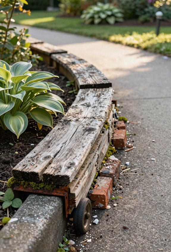 5 Creative Garden Edging Ideas 4 salvage timber edging rot checked