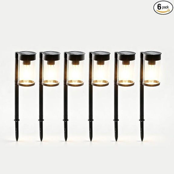 six solar lawn path lights