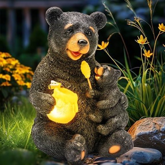 solar garden bear statue lights
