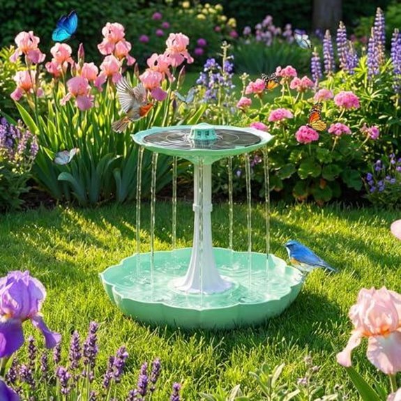 solar powered bird bath fountain with two tier cascade
