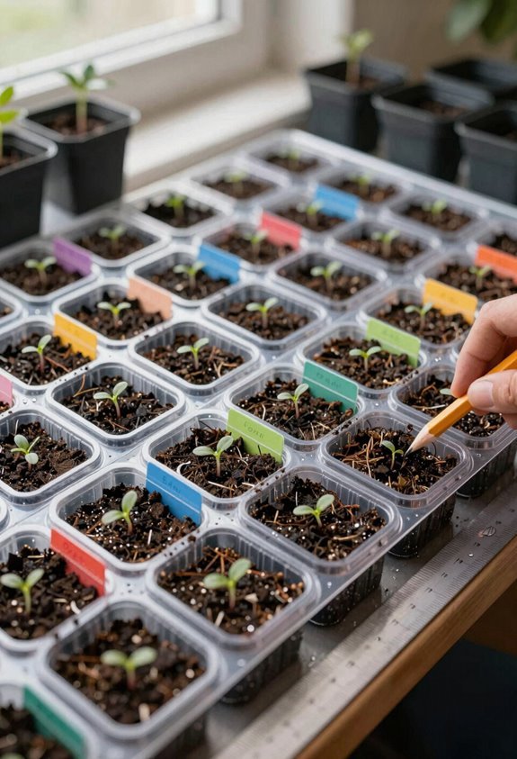 How to Grow Flowers From Seeds in Pots Step by Step 4 sow label bottom water track germination
