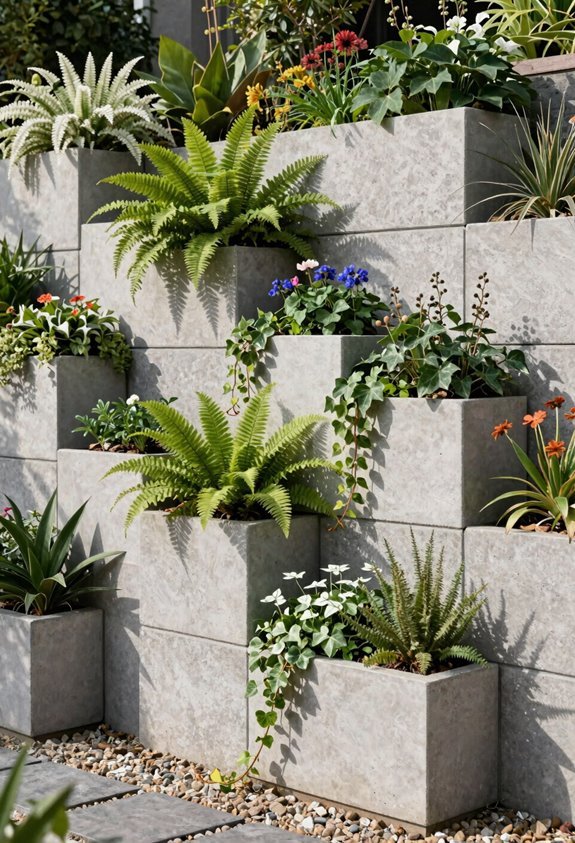 10 Planter Wall Block Ideas to Transform Your Garden 5 stacked planter wall blocks depth