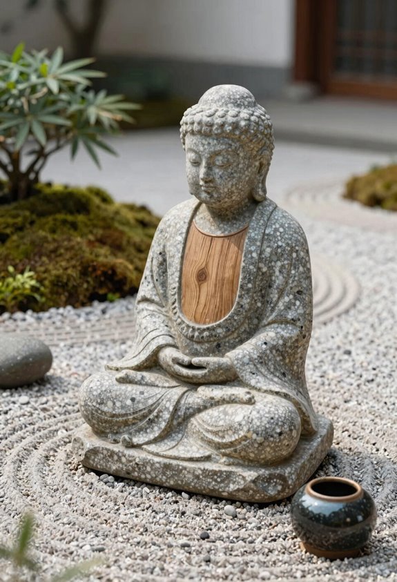 7 Zen Garden Statue Ideas That Transform Your Meditation Space 5 stone guards wood warms ceramic sheltered