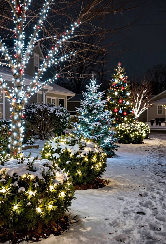 7 Christmas Outdoor Decor Ideas to Transform Your Yard 4 string and net tree lighting methods