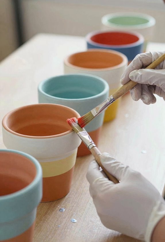 DIY Painted Flower Pots Simple Guide 4 stripes ombre blocked pot designs