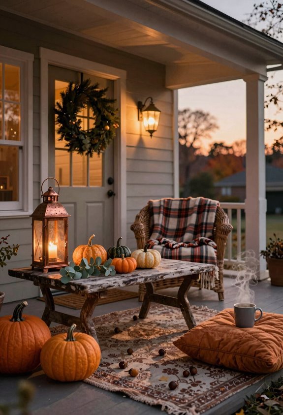 3 Fall Outdoor Decor Ideas to Transform Your Porch 3 teak seating autumn lighting warmth