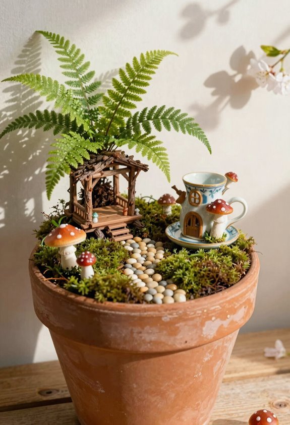 10 Garden Art Ideas DIY: Creative Projects for Your Outdoor Space 5 terracotta pot fairy garden setup