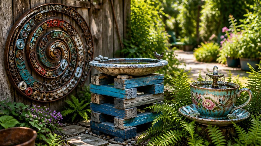 three garden art ideas from junk