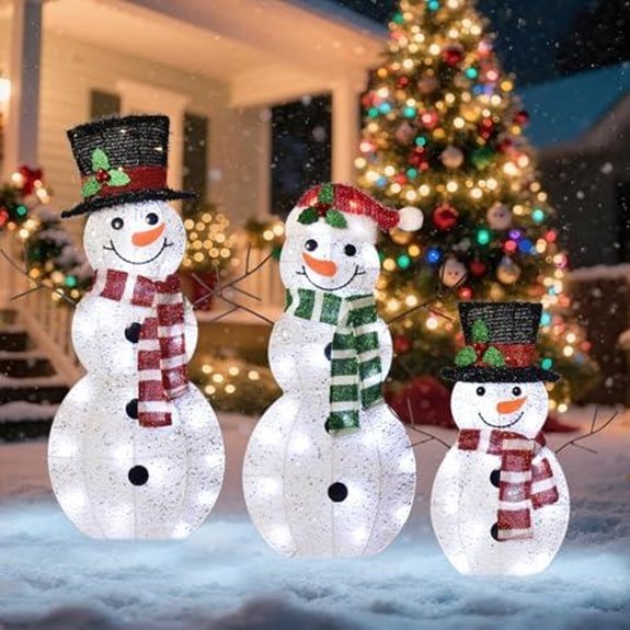 5 Best Christmas Yard Decorations for 2026 4 three piece led snowman family lights