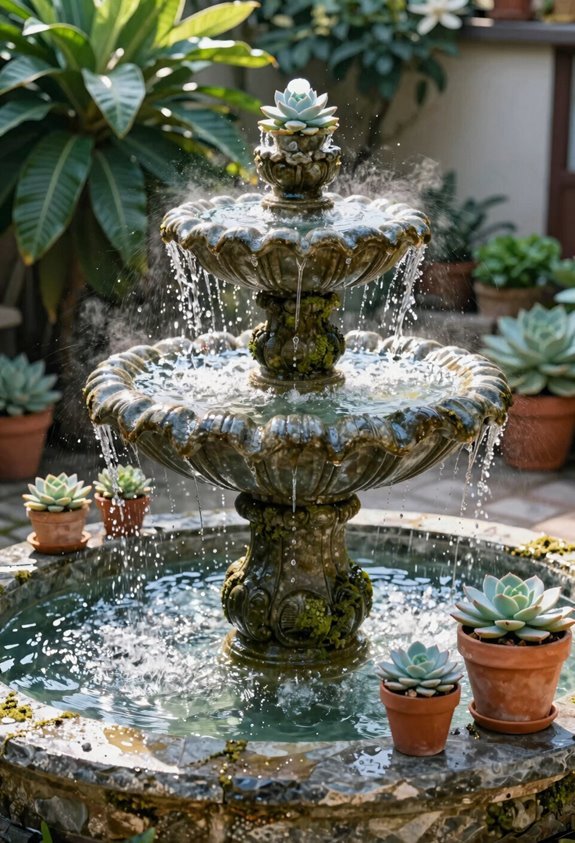 10 Small Garden Fountain Ideas That Transform Tiny Spaces 3 three tier carrera oval fountain