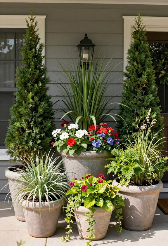 7 Front of House Planter Ideas for Instant Curb Appeal 4 three tier container planting technique