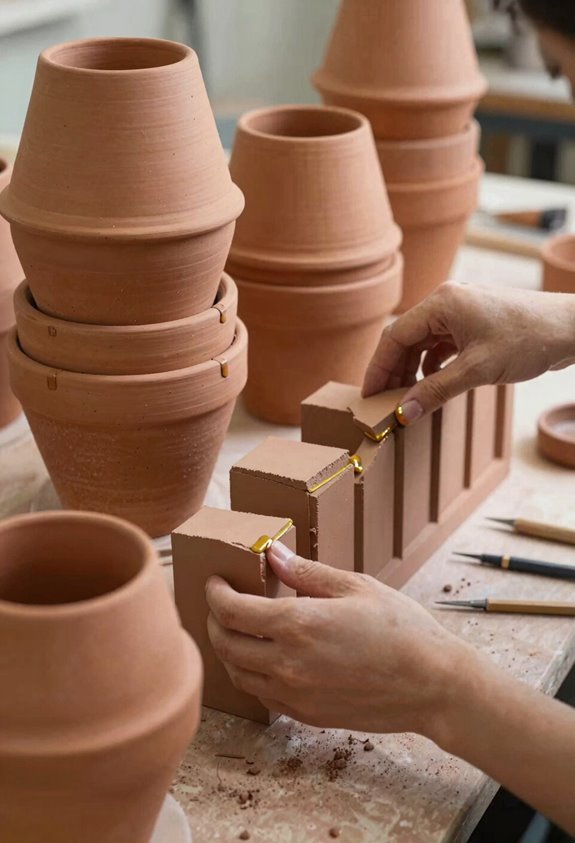 How to Make Terracotta Pots in 7 Steps 5 tiles join to form pot walls