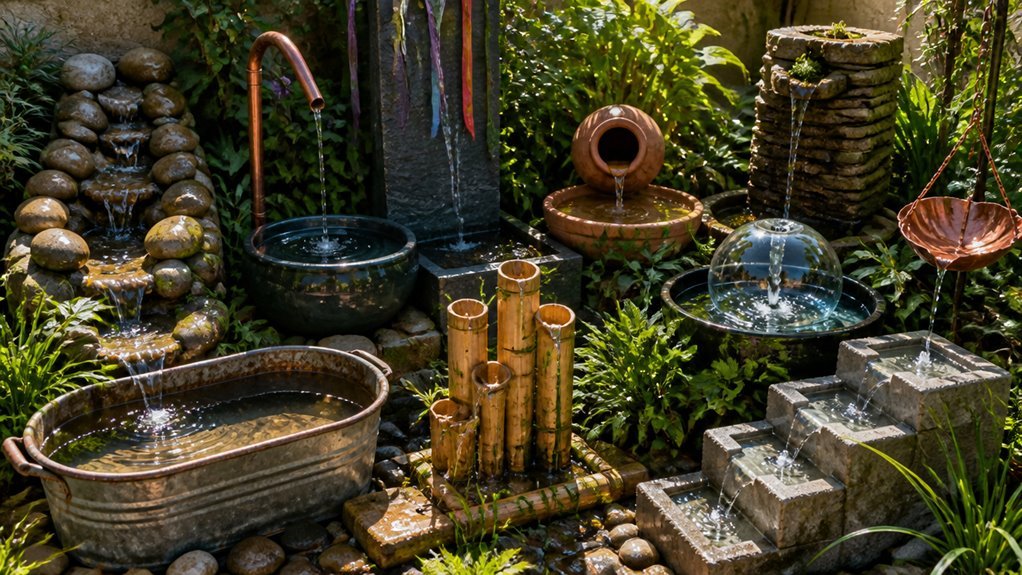 tiny space garden fountain ideas