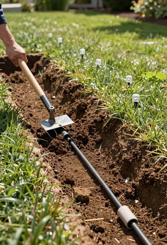 How to Bury Landscape Lighting Wire Step by Step 4 trench plan preserves lawn integrity