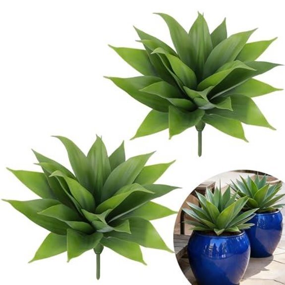 two faux agave plants outdoor