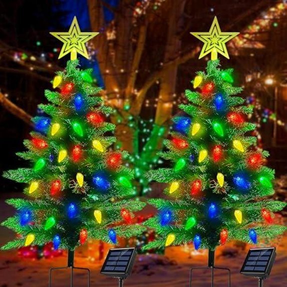 7 Best Christmas Outdoor Decorations for 2026 4 two pack solar christmas tree lights