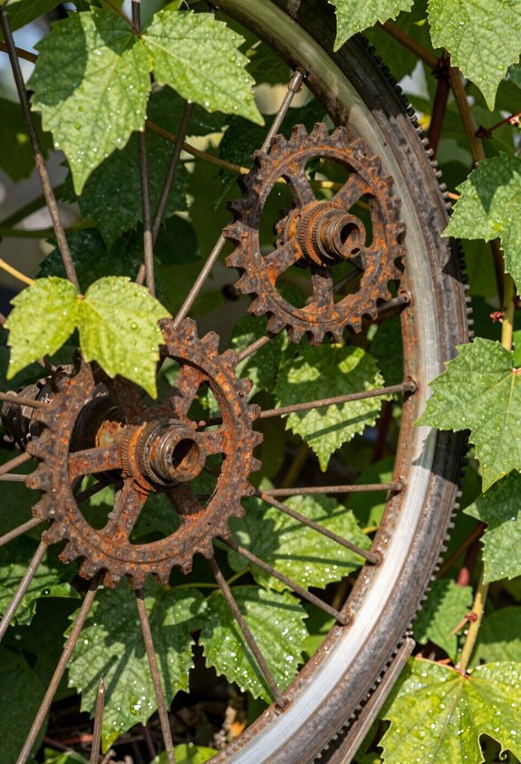 3 Garden Art Ideas From Junk You Can Make This Weekend 2 upcycled gear trellis garden sculpture