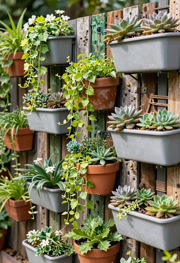 5 Garden Fence Decor Ideas to Transform Your Outdoor Space 3 vertical wall garden with lightweight modular planters