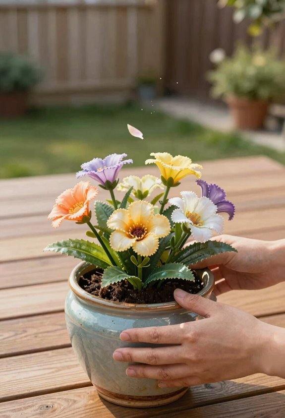 weatherproof pots for outdoor faux arrangements