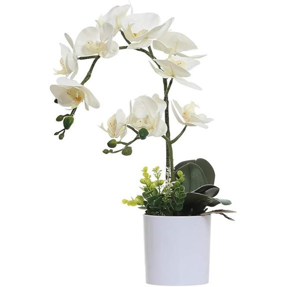white artificial orchid bouquets in pot