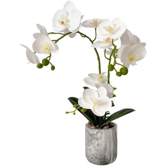 white artificial orchid in pot